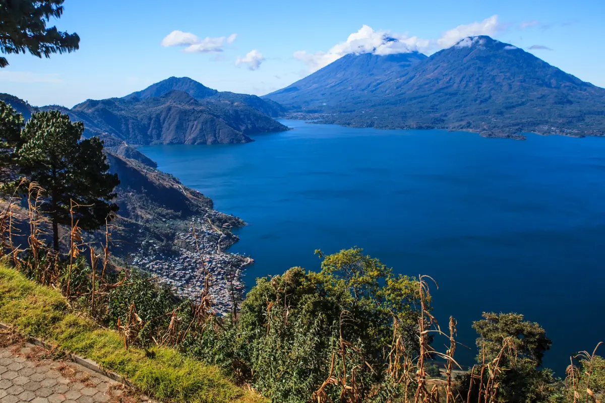 Lake Atitlán with its volcanoes