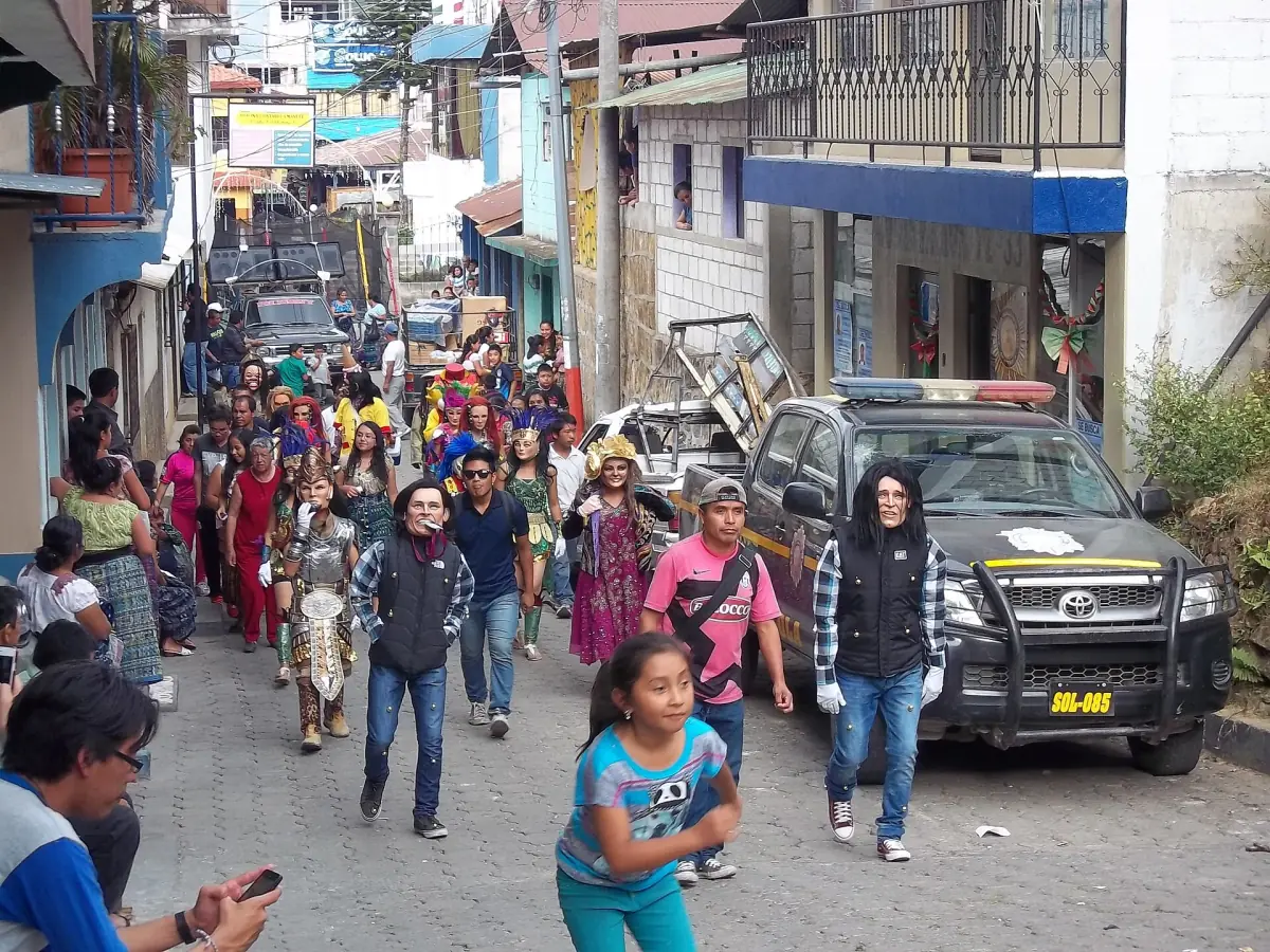 A busy street in San Pedro La Laguna
